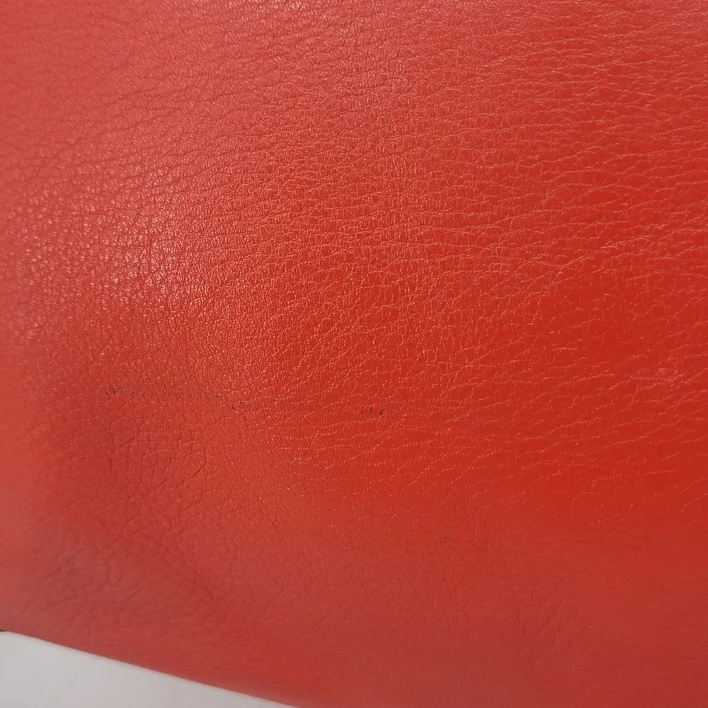 MCM Satchel Handbag Coral Orange Pebbled Leather Gold Hardware 2-in-1 Crossbody